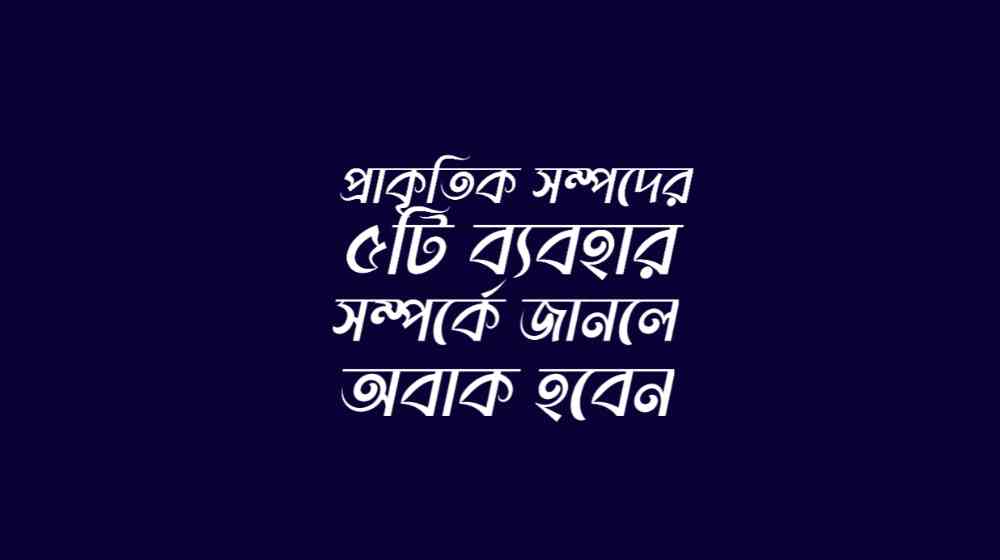 প্রাকৃতিক সম্পদের ৫টি ব্যবহার